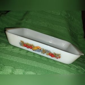 Harvest Fruit Pattern-Nature Bounty Anchor Hocking Fire King Vintage Baking Dish